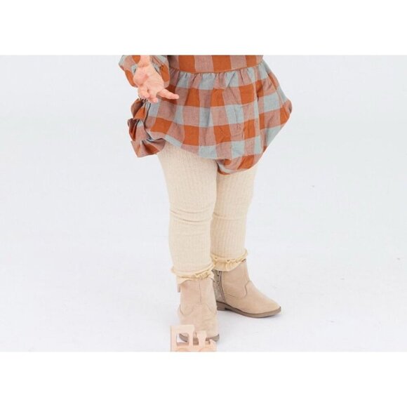 Ruffle Butts Rugged Butts Baby Footless Ruffle Tights NEW Heather Oatmeal Ribbed - Picture 5 of 5